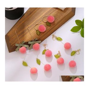 Dangle Chandelier Trendy Summer Korean Acrylic Pink Peach Earrings For Women Girls Cute Sweet Jewelry Gift Fruit Oorbellen 2021 Dr Dhcvk