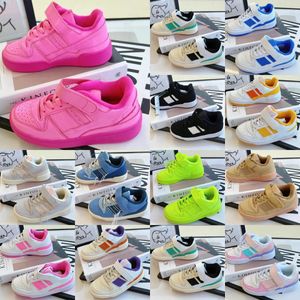 Barnskor designer låga casual forum 84 tränare småbarn baby sport sneakers barn ungdom spädbarn barn sko rosa vit spänne brun denim blå dålig e0pt#