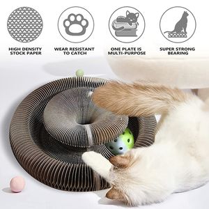 Cat Furniture Scratchers Magic Organ Cat Scratch Board Pet Scratching Board Round Shape Folding Corrugated Cat Litter Large Claw And Itching Tool Cat Toy 230130