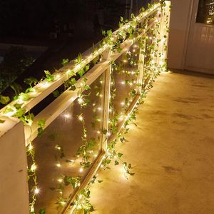 Strängar 5/10m solblad Vinrankor Ljus Vattentäta konstgjorda växter Liana Fairy Light Ivy för Wall Garland Home Decor