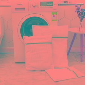 Çamaşır çantaları fermuarlı örgü torba polyester yıkama kaba net sepet Çamaşır makineleri sütyen