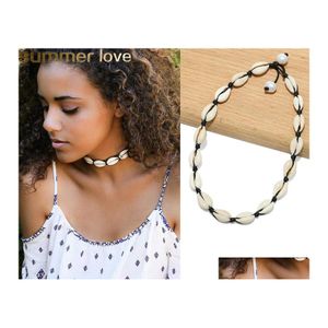 H￤nge halsband guld sier f￤rg cowrie skal halsband natur uttalande choker bohemia collier collier kvinnor mode strand smycken d otil2