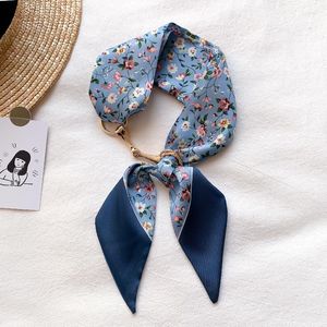 Halsdukar 2023 Spring Long Scarf For Women Small Flower Silk Bag Tie Ribbon Hair Band Elegant Dress Decoration Luxury Neck Wraps