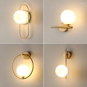 Wall Lamp Indoor Glass Ball LED Lights For Bedroom Beside Interior Sconce With G9 9w Bulb Home Lighting Black Gold