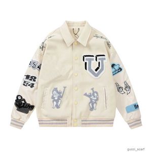 Giacca da baseball gialla Varsity Uomo Abbigliamento Donna Designer Bomber con maniche in pelle Cappotti invernali Harajuku Motocicletta da uomo di marca giapponese