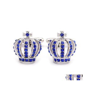 Manschett l￤nkar mens manschettknappar f￤der dag g￥vor fl rhinestones krona skjorta kung drottning br￶llop brudgum tuxedo smycken mode klassisk frenc dhie9