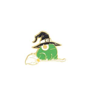 Piny broszki zielone emaliowane żaba z czapką szpilki urocza zwierzęta broszka klapa odznaka dla kobiet dla dzieci biżuteria mody Will i Sandy 1809 Dhuvc