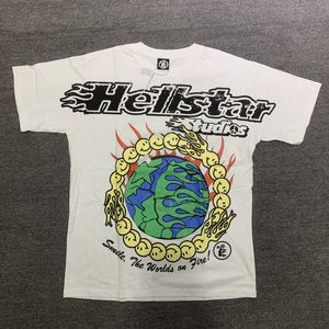 T-shirts Hellstar Studios Earth Print Trendy Hip-hop Short Sleeves Man Women T Shirts Unisex Cotton Tops Men Vintage T-shirts Summer Loose Tee Rock Outfits