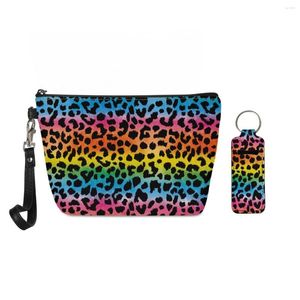 Cosmetic Bags Female Waterproof Bag Lipstick Case Set Gradient Leopard Print Storage Small Toiletry For Women Zip Makeup Pouch