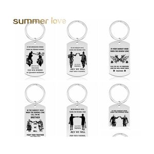 Key Rings Creative Stainless Steel Keychain Brother Jewelry In The Darkest Hour When Demons Come Fight Them Together Ring Drop Delive Otd0O