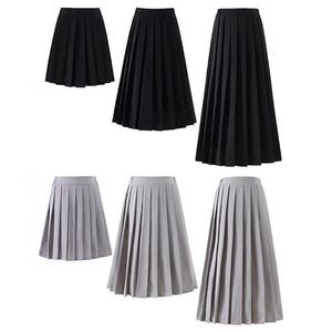 Skirts Elastic Waist Japanese Student Girls School Uniform Women Long Midi Skirt Ladies Fashion Party Skirt Female Pleated Skirt 230131