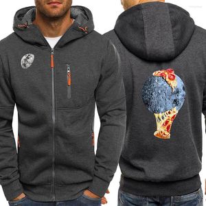 Herren Hoodies Kreativität Druck Planet Pizza Herren Streetwear 2023 Trendy Hip Hop Gothic Reißverschluss Pullover Harajuku Casual Mann mit Kapuze