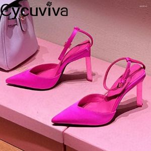 Sukienka buty projektantka impreza Kobieta Point Stop Special High Heels Sandały Sandały Lato Shinny Rose Rose Rose Silk Pumps