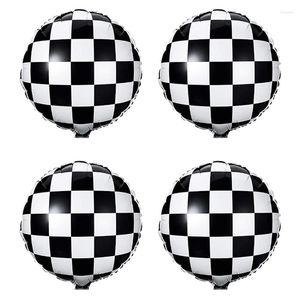 Party Decoration 18 Inch Black and White Lattice Aluminium Film Balloons 50 Packs Formel Racing Theme