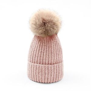 Beanies Beanie/Skull Caps 2023 Winter Hat Women Mohair Wool Ball Knitte