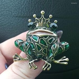 Brooches Crystal Frog For Women Green Color Animal Brooch Pin Luxury Vintage Jewelry Coat Accessories Bijouterie FrogKing