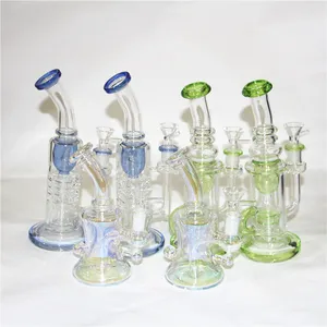 Hopahs Glass Bong Dab Rig Rök Vatten Pipe Hookah Oil Rigs 3 Freezble Coil Chamber Röker Tobaksfabrik Blandad färg