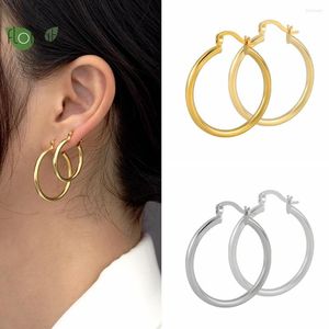 Brincos de argola 925 agulha de prata esterlina mínima 15/20/25mm grande para mulheres de alta moda 18k Jóias de tendência de festa de ouro