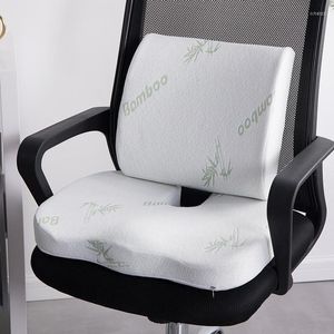 Kudde 2 i 1 Bambu Fiber Memory Foam Seat Back Slow Rebound Midje Support Set för hemmakontorets hälsovårdsstol Pad