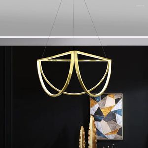 Lampadari Nordic LED Lampadario in acciaio inossidabile per soggiorno Sala da pranzo Camera da letto El Semicerchio Lampada a sospensione Fabbrica Dropship Store