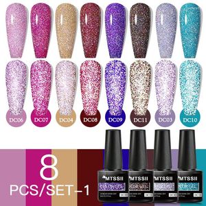 Zestawy do paznokci MTSSII 8PCS Glitter Refleksyjny żel Polski zestaw wiosenny letni półprzepustowy zanurzenie lakieru LED UV do manicure