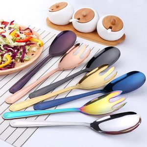 Set di posate Set di forchette per cucchiai da insalata Utensili da cucina in acciaio inossidabile Stoviglie con miscelatore per condimenti a buffet