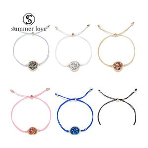 Link Chain Fashion Natural Stone Bracelet Crystal Druzy Charm Colorf Woven Adjustable Friendship Rope Cuff Bangles Jewelry Gift For Dhawm