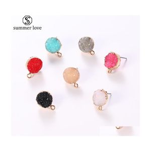 Charms Fashion Hoop Resin Stone Charm Colorf Stud Earring Ювелирные аксессуары для женщин Серьги Пенган