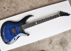 Blue 6 Strings Electric Guitar med Rosewood Fretboard 24 FRANS Strängar genom kroppen kan anpassas