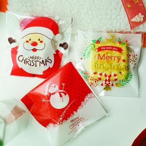 Juldekorationer godispåsar förpackning Pocket Cookie Snake Självhäftande förpackning Santa Claus Deer Xmas Tree Festival Party Supplies