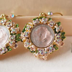 Dangle Earrings French Retro Chinese And Western Antiques Sleeping Angel Flower
