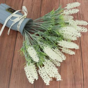 Decorative Flowers 7 Heads Artificial Lavender Simulation Flower Wedding Pastoral Decoration Water Plant Engineering Wheat Ear Bouquet