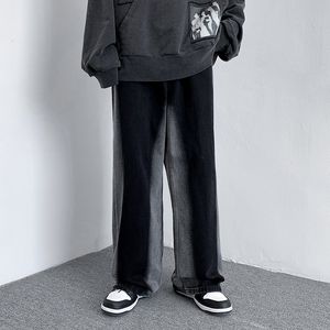 Мужские джинсы Deeptown негабаритная винтажная уличная одежда Springautumn Loose Straight Hip Hop Denim брю Ретро Черные брюки Мужчина 230131