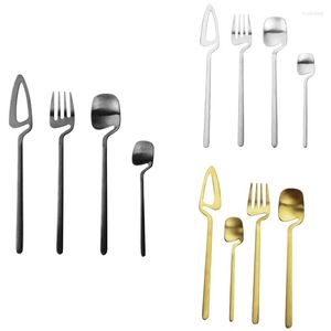 Servis uppsättningar Luda Matte Cutlery Set rostfritt stål Middag Tabellerfatskniv Kniv Fork Spoon Party Set (4 st)