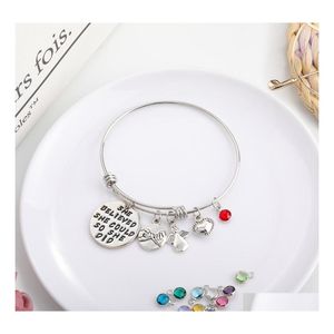 Bangle 2021 Stainless Steel Inspirational Bracelet Expandable Wire Adjustable Heart Angle Friendship Charm For Women Drop Delivery J Dhgnl