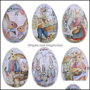 Partybevorzugung Osterdekoration Eierförmige Farbe Kaninchen Hase Süßigkeiten Schokoladenschachteln Kreative Mini-Geschenkverpackung Box Schmuck Aufbewahrungsdosen Dr Otmvi