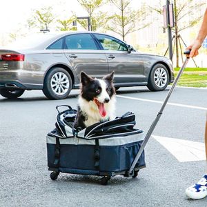 Hundbilsäte täcker praktiska dubbelskikt korg andas slitsträckt låda pull rod husdjur vagn