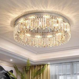Ceiling Lights LED Round Light Luxury Crystal Modern Simple Bedroom Lamps Living Room K9 Lamp Rectangular Shiny