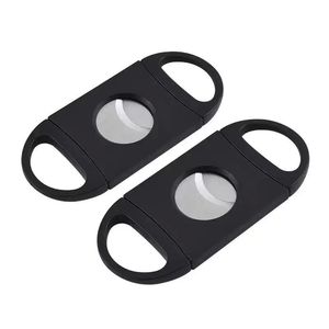 Party Favor Portable Cigar Cutter Plastic Blade Pocket Cutters Round Tip Knife Scissors Manual Rostfri Steel Cigars Tools Tools