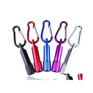 Partybevorzugung Mini-LED-Taschenlampe Aluminiumlegierung Taschenlampen mit Karabinerring Schlüsselanhänger Schlüsselanhänger Geschenke 5 Farbe Yhm44Zwl Drop Dhv3A