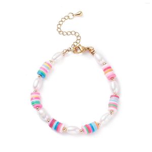 Strand 10pcs Natural Pearl & Polymer Clay Beaded Bracelet Preppy For Women Bohemia Jewelry Making Gifts Diy Decorations