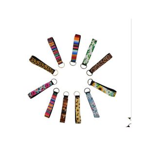 Party Favor Wristband Keychains Floral Printed Key Chain Neoprene Ring Wristlet Keychain 11 Designs Wholesale Yw37592Q Drop Delivery Dhysi