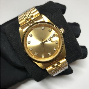 Automatisk Asien 2813 lyxklockor Yellow Gold Men Women Datejust 36mm Sweeping Watches Glide Smooth Second Hand Luminous Needles a