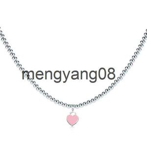 Pendanthalsband Nya 925 Sterling Silver Necklace Pendant Heart Bead Chain Rose Gold and Gold lyxig For Women Fashion Jewelry Original Gift T2201315