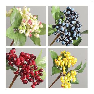 Decorative Flowers 30CM/4PCS Artificial Blueberry Branch Bacca Plantas For Wedding Garland Party Home Shop Decoration Diy Flower