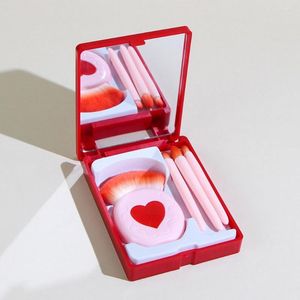 Makeup Brushes 1 Set Mini Travel Brush Portable Storage Box With Mirror Giant Soft Loose Powder Blush Eye Shadow Cosmetic