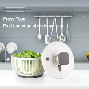 Fruit Vegetable Tools Press Dehydrator Shake Dry Artifact Household Large Capacity Kitchen Gadget Manual Drain Salad Basket 230731