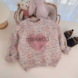 Cardigan MILANCEL Autumn Winter Kids Sweaters Girls' Sweet Love Colorful Knitted Sweater Tops J230801