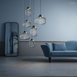 Hängslampor modern stil glas ljuskrona minimalistisk hemdekorationslampa för sovrum matsal hängande ljus tak fixtur