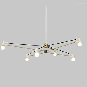 Chandeliers Metal Line Chandelier Lights Minimalist Blackwhite Hanging Lamp Living Room Dining Hanglamp Led Lighting